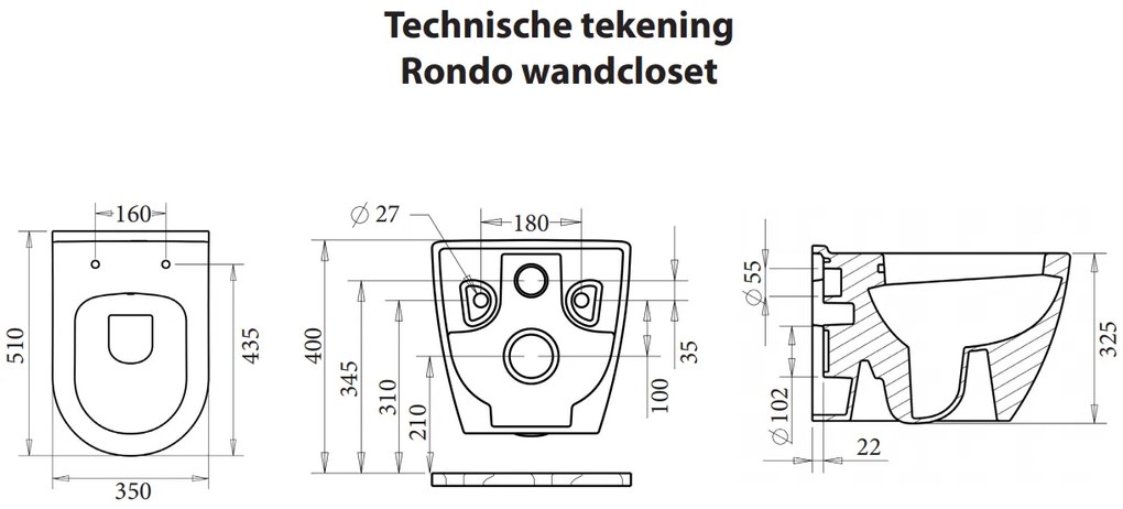 Sanicare Rondo randloos compact wandcloset met bidetsproeier