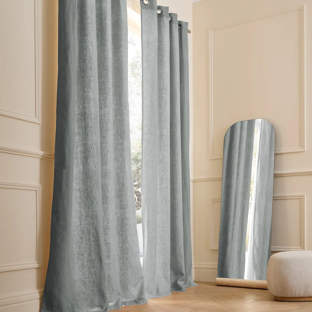 Gordijn in gewassen linnen met voering, met oogjes, Private