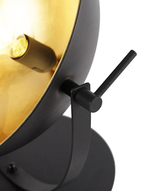Industriële tafellamp zwart met goud 39,2 cm verstelbaar - Magnax Industriele / Industrie / Industrial E27 rond Binnenverlichting Lamp