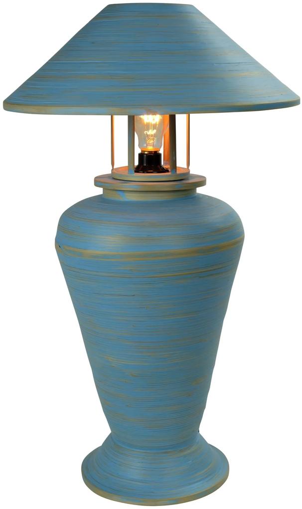 Fine Asianliving Bamboe Tafellamp Spiraal Handgemaakt Blauw D40xH65cm