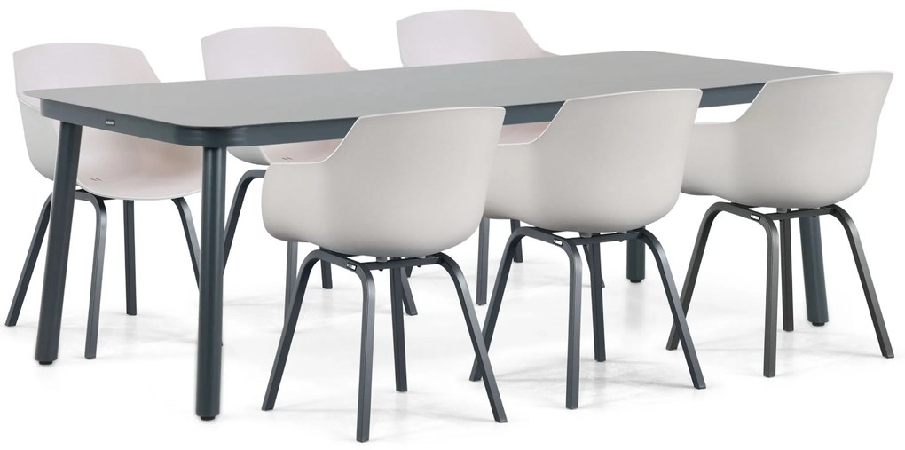Tuinset 6 personen 220 cm Kunststof Taupe Lifestyle Garden Furniture Salina/Tavano