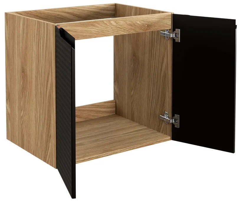 Comad Luxor Black badmeubel 60cm met 2 deuren en wastafel zwart mat