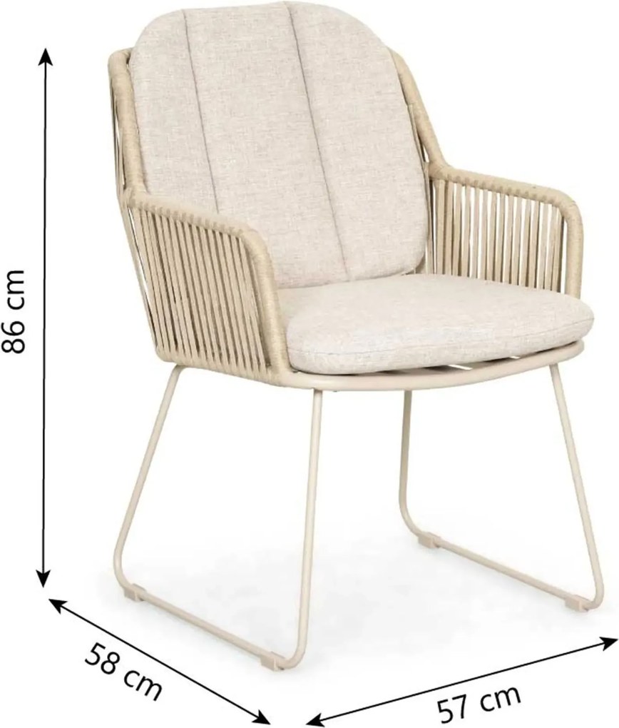 Tuinset 6 personen 240 cm Rope Taupe Domani Furniture Trivento/Guave