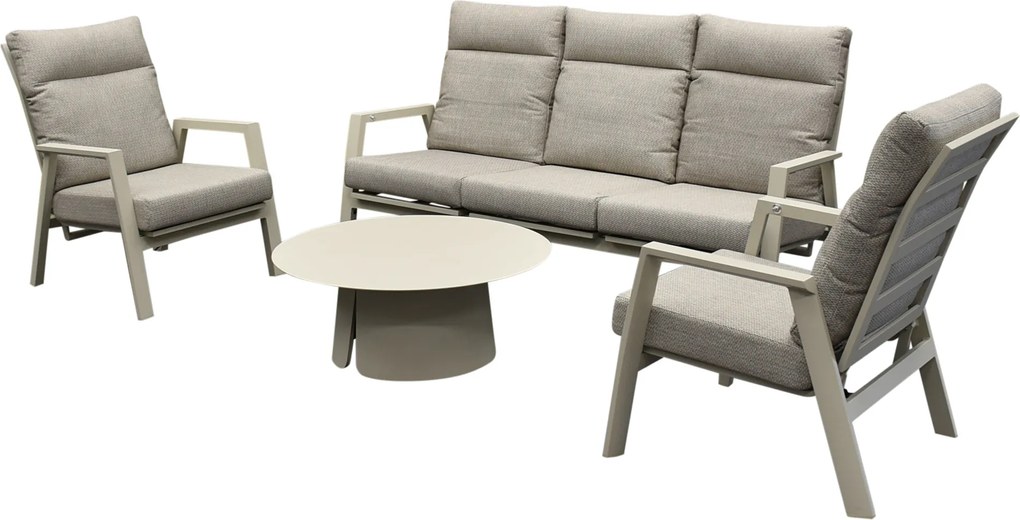 Barolo stoel bank loungeset 4 delig verstelbaar latte
