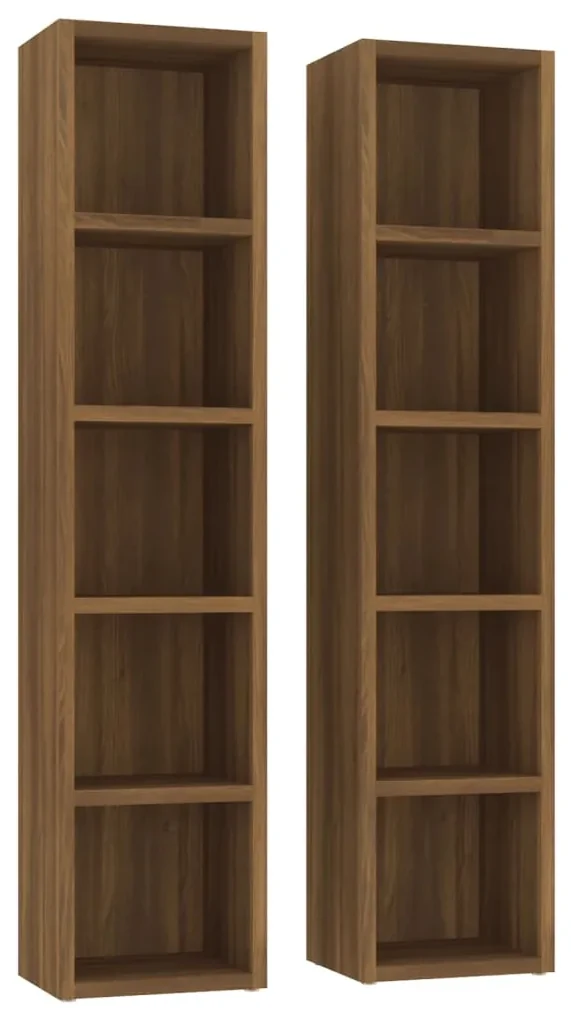 vidaXL CD-kasten 2 st 21x16x93,5 bewerkt hout bruineikenkleurig