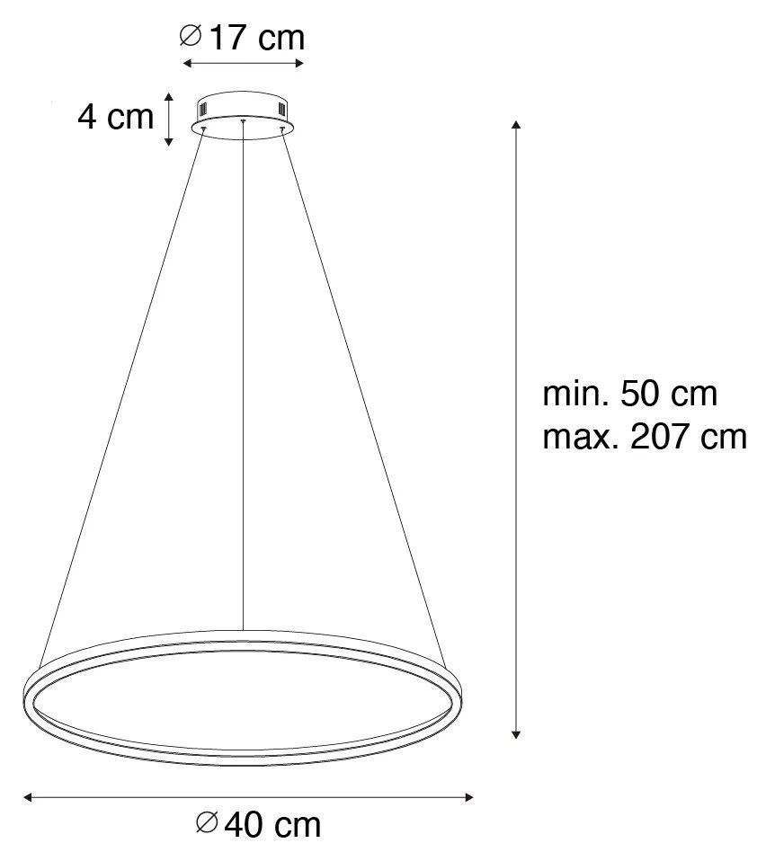 Eettafel / Eetkamer Hanglamp brons 40 cm incl. LED 3-staps dimbaar - Girello rond Binnenverlichting Lamp