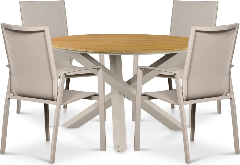 Tuinset 4 personen 125 cm Aluminium Zand/Beige Lifestyle Garden Furniture Ultimate/Ancona