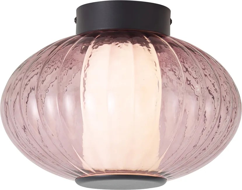 Design plafondlamp zwart 28cm met paars glas incl. LED 3-staps dimbaar - Margherite