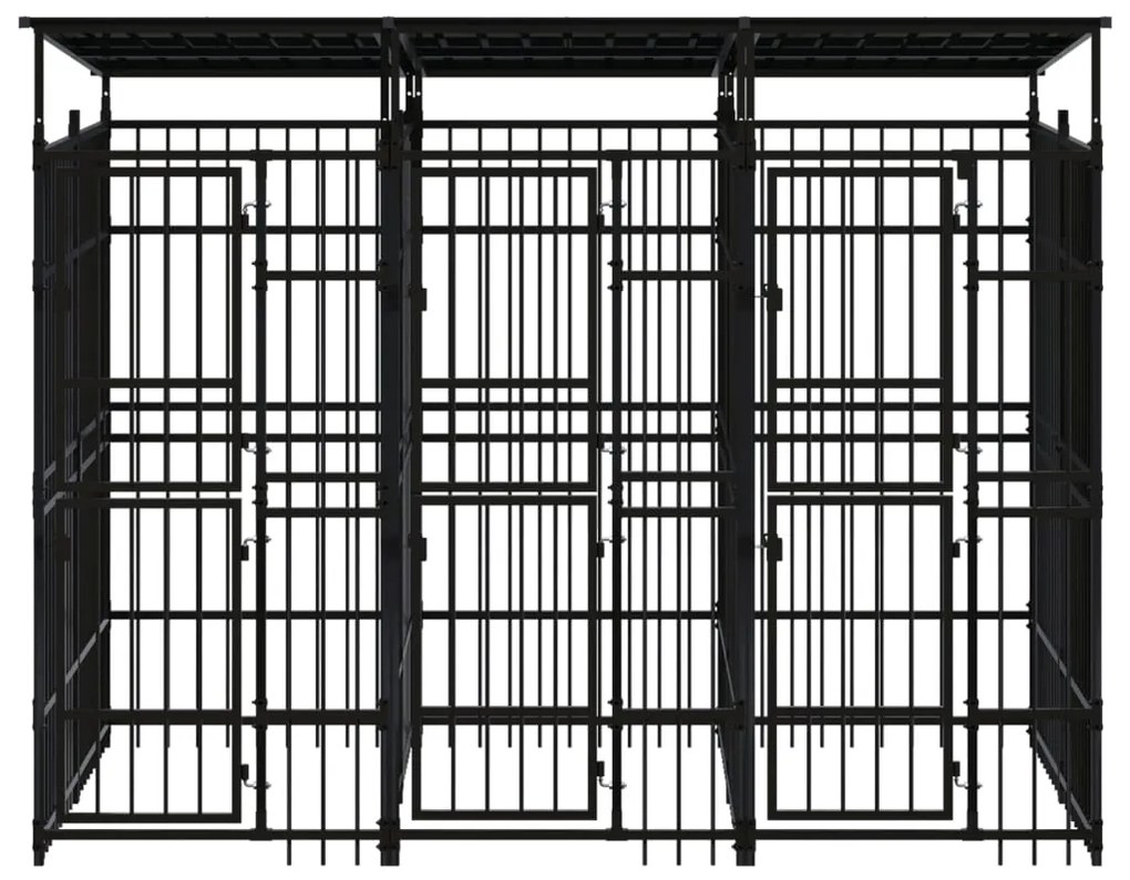 vidaXL Hondenkennel met dak 5,53 m² staal