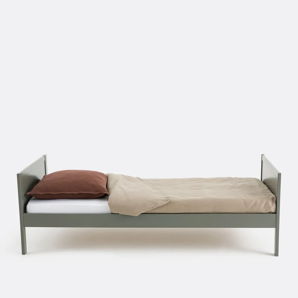 Eenpersoons rieten bed met lattenbodem, Caneo