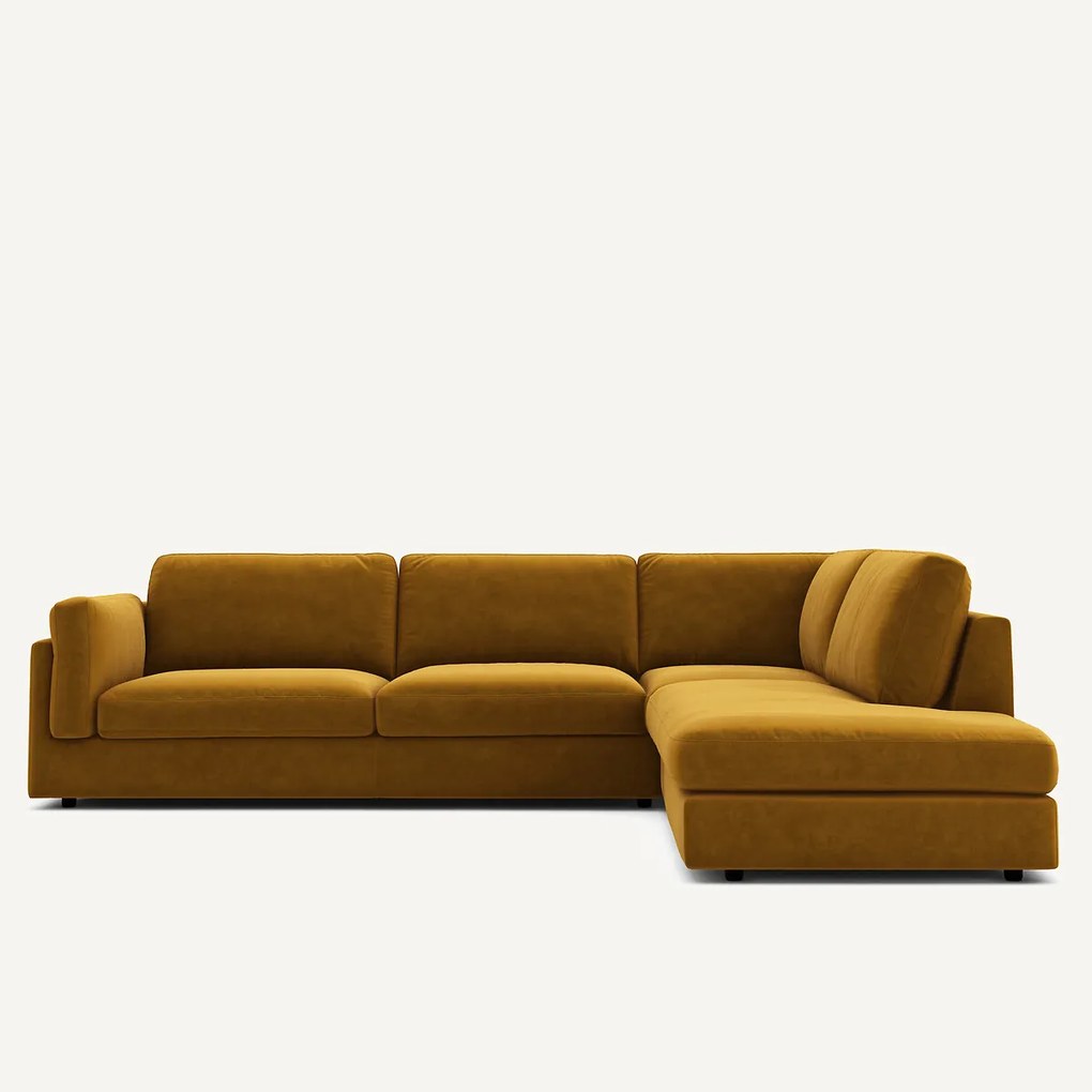 Omvormbare bank met hoek en longchair, fluweel, CÉSAR