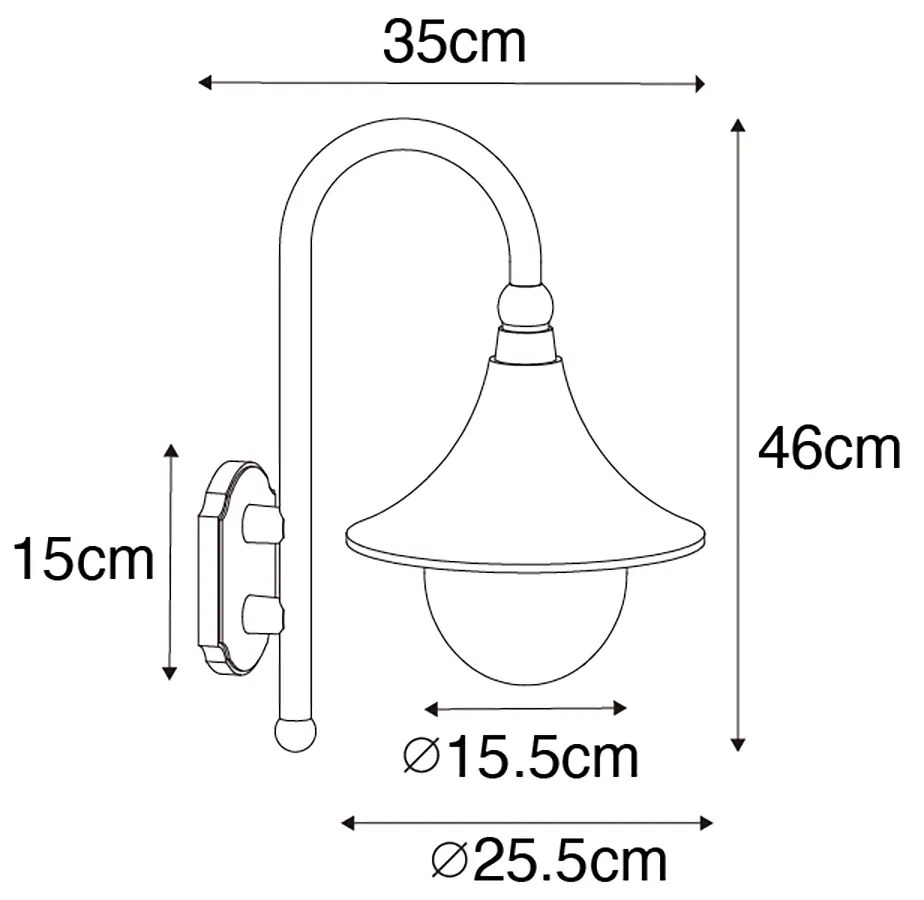 Smart buiten wandlamp met dimmer zwart IP44 incl. Wifi A60 - Daphne Klassiek / Antiek E27 IP44 Buitenverlichting rond