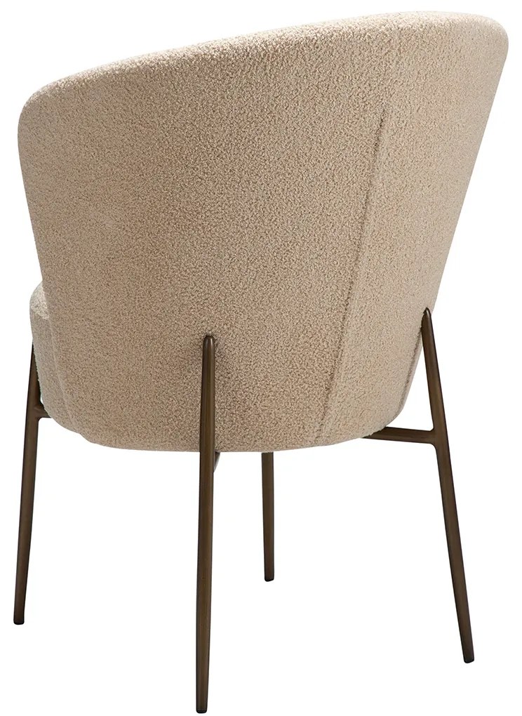 Dan-Form Orbit Eetkamerstoel Met Hoge Rugleuning Rond Boucle Almond Shimmer