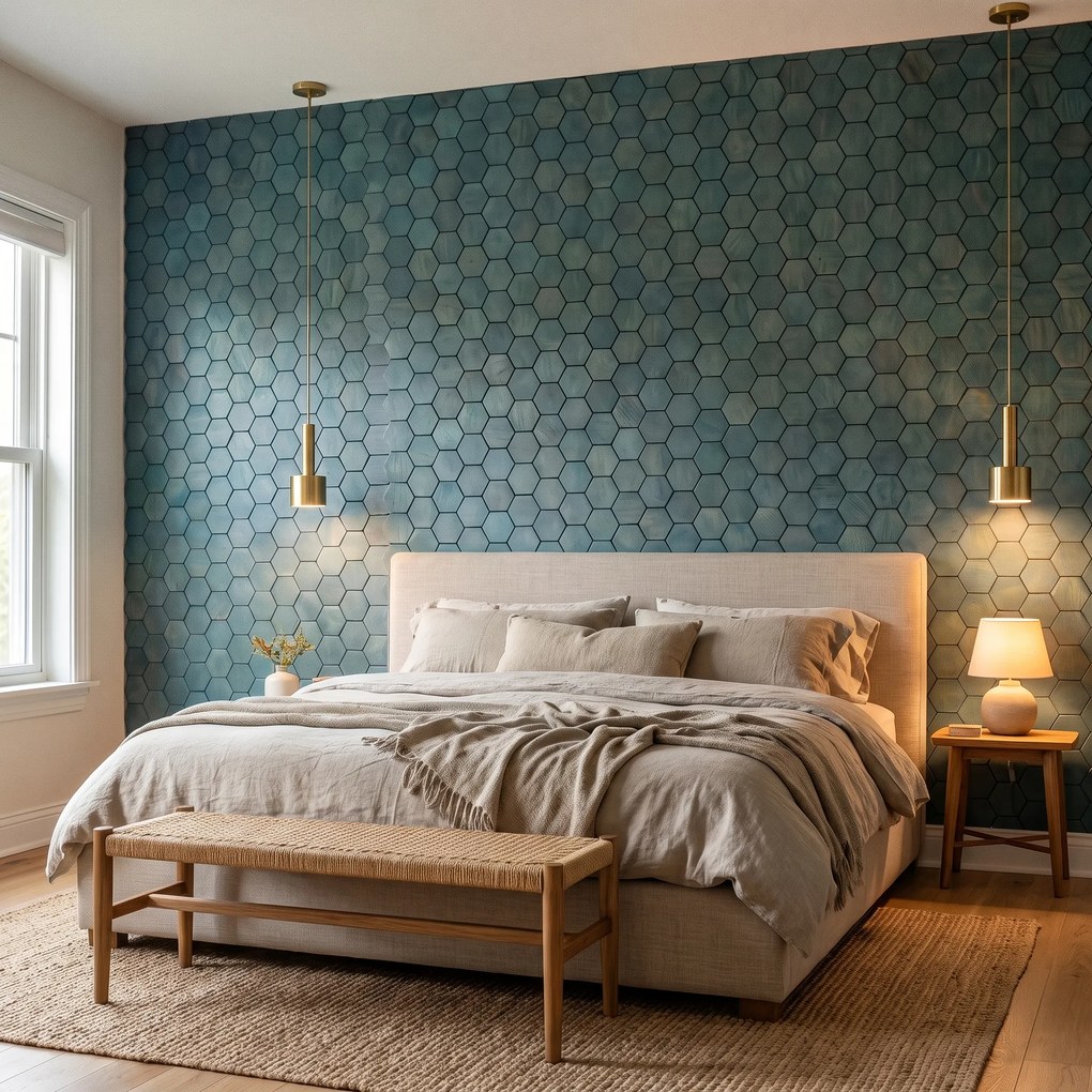 Decoratief Houten Wandpaneel | Snowdrop Cadet Blue | 60×60 cm | Amerikaans Notenhout