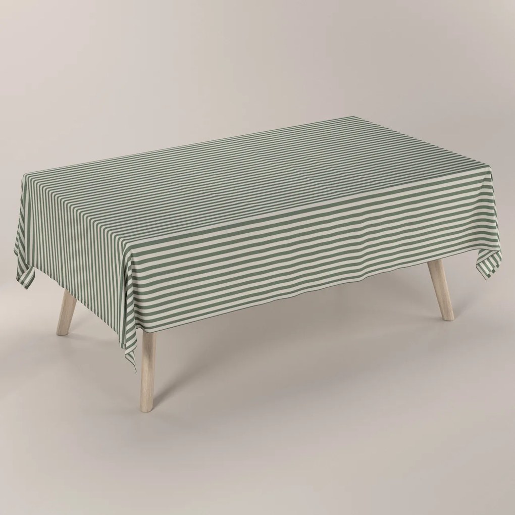 Dekoria Rechthoekig tafelkleed, groen-witte strepen (1,5cm), 130 x 160 cm