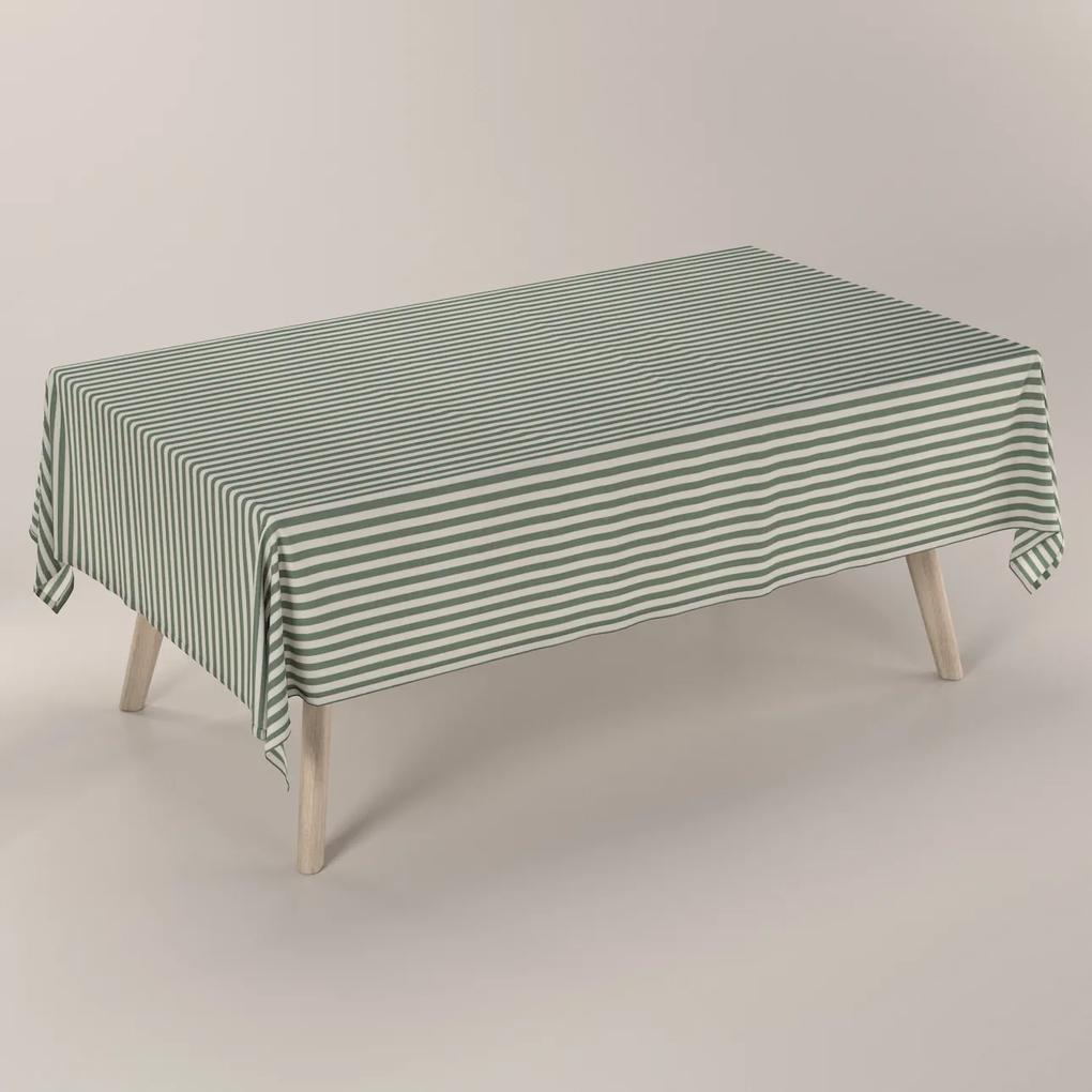 Dekoria Rechthoekig tafelkleed, zielono białe pasy (1,5cm), 100 x 100 cm