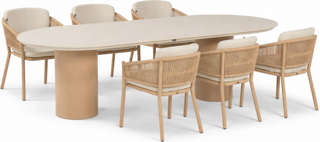 Tuinset 6 personen 220 cm Rope Taupe Hartman Altea/Valencia