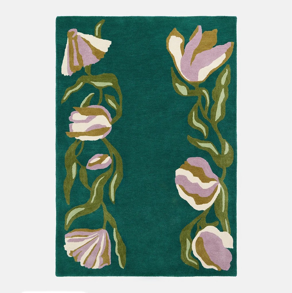 Vloerkleed met bloemmotief, met de hand getuft, zuivere wol, FLORALIA