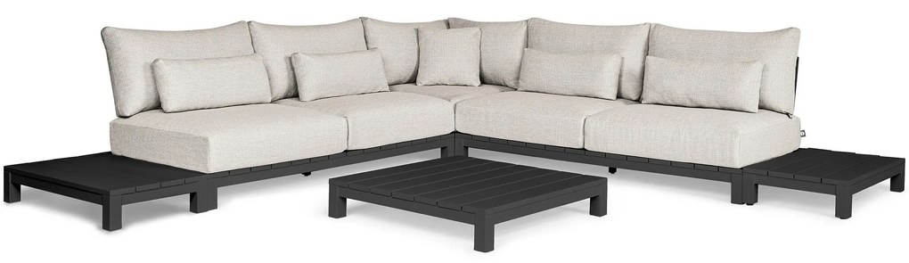 Evora  hoek loungeset 6 delig natural mixed weave / matt black frame SUNS
