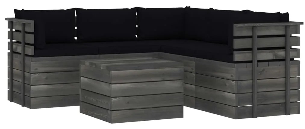 vidaXL 6-delige Loungeset met kussens pallet massief grenenhout