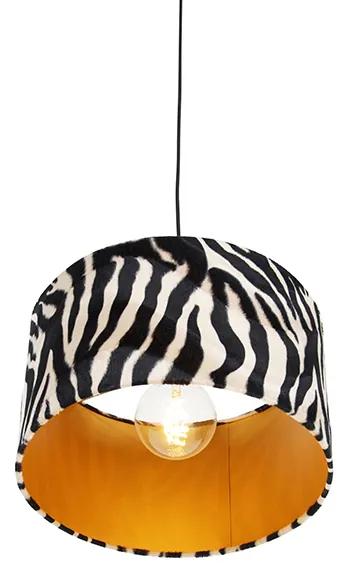 Stoffen Moderne hanglamp zwart met kap zebra 35 cm - Combi Modern E27 Binnenverlichting Lamp