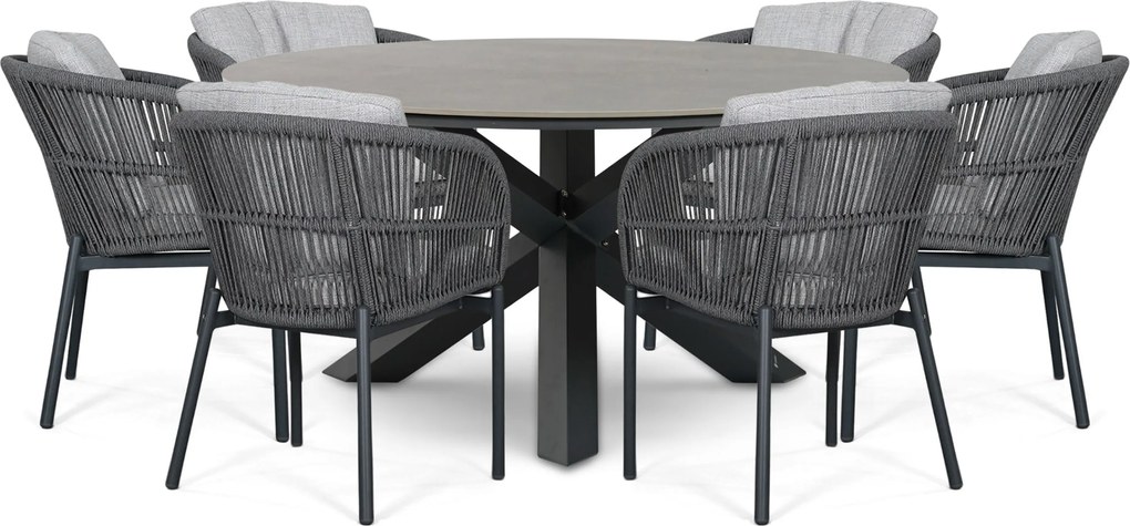 Tuinset 6 personen 150 cm Rope Grijs Lifestyle Garden Furniture Monaco/Xento
