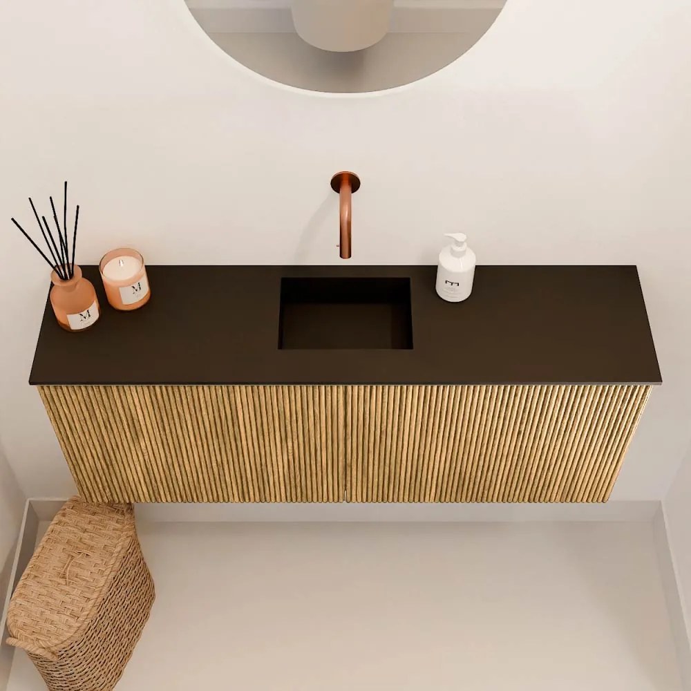 Mondiaz Joya 100cm toiletmeubel oak met wastafel faye midden zonder kraangat urban