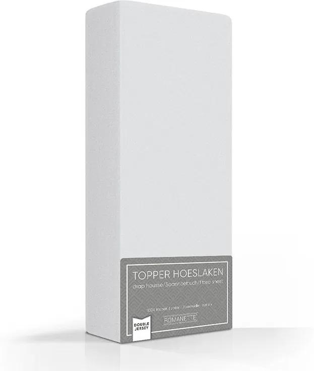 Romanette Luxe Dubbel Jersey Topper Hoeslaken - Zilver 80/90/100 x 200/210/220 cm