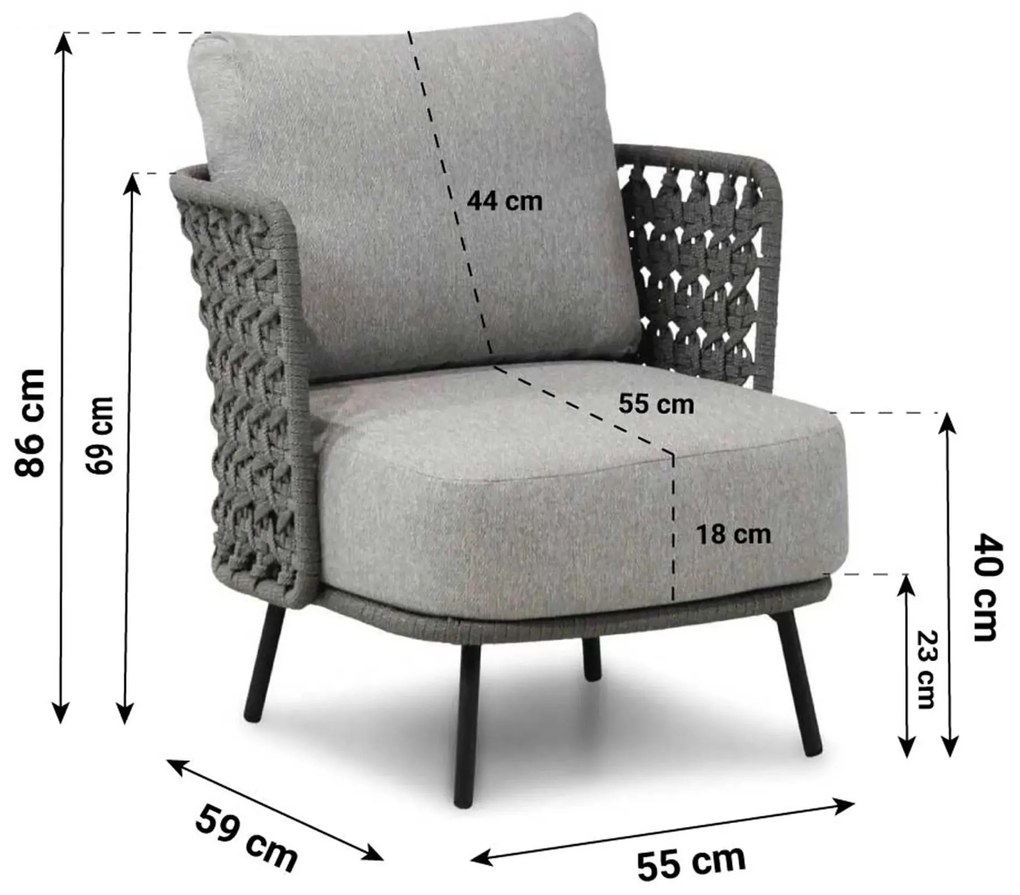 Loungestoel Aluminium/wicker Grijs-antraciet 4 Seasons Palacio