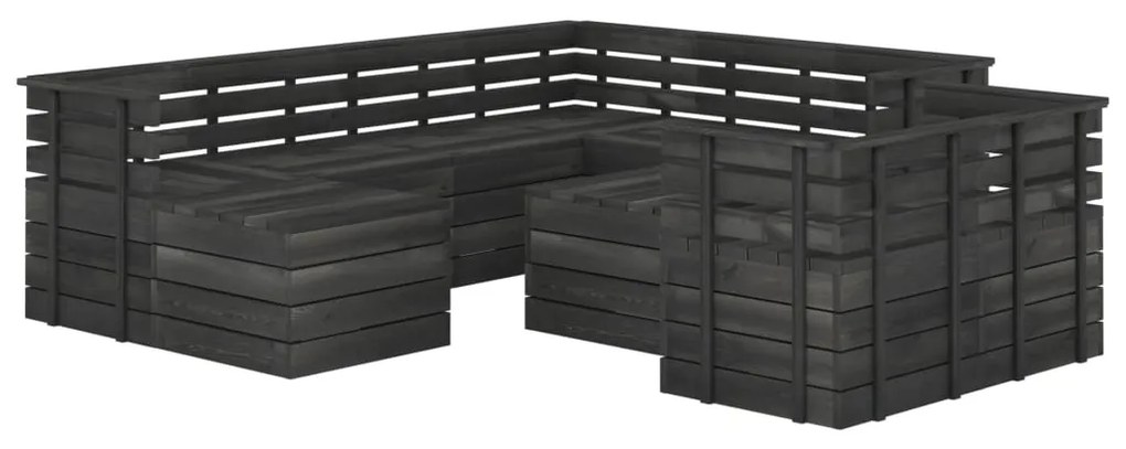 vidaXL 10-delige Loungeset pallet massief grenenhout donkergrijs