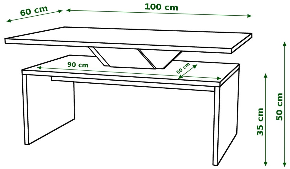 SISI bruin eiken / zwart, salontafel