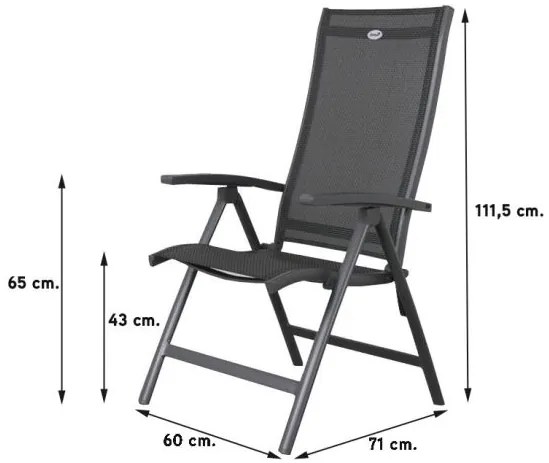 Hartman Salvatore/Chaneo verstelbare tuinset - 220x100 cm. - 7-delig