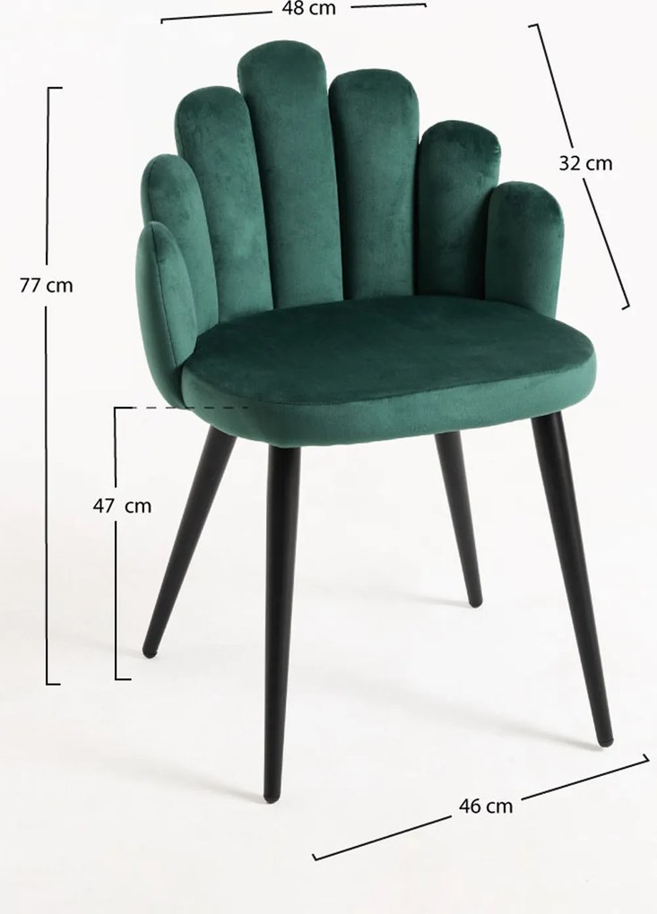 Set 4 Hand Fluwelen Stoelen Zwarte Poten