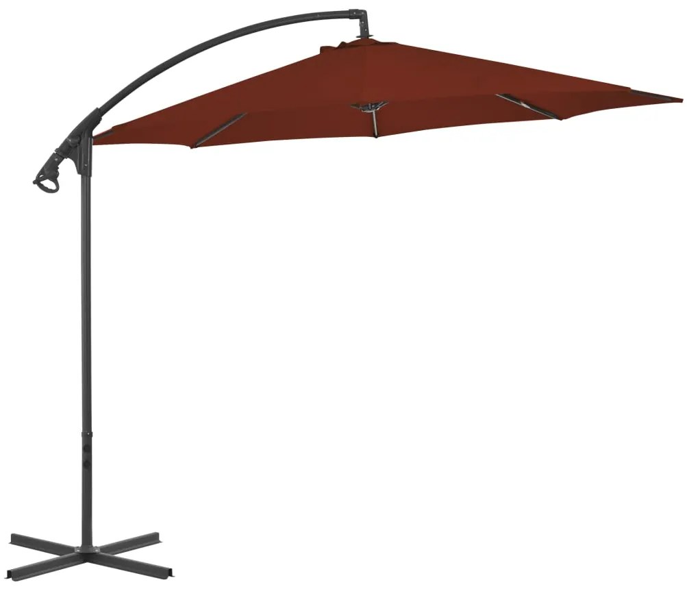 vidaXL Zweefparasol met stalen paal 300 cm terracottakleurig