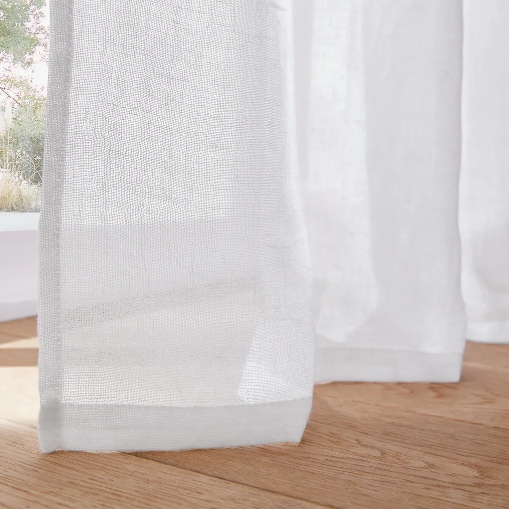 Glasgordijn in polyester en linnen met plooien Aron