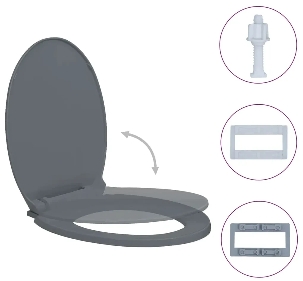vidaXL Toiletbril soft-close ovaal grijs
