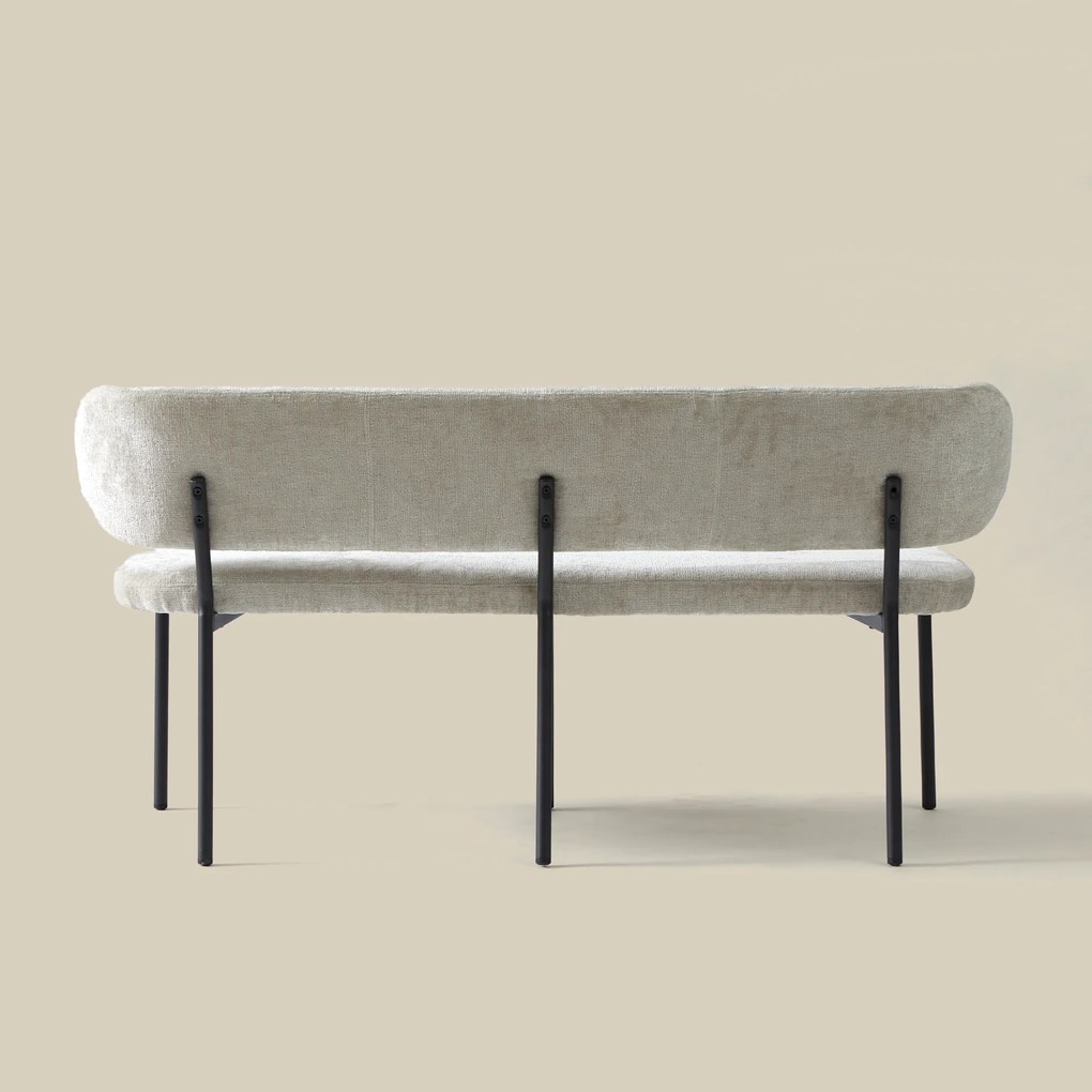 Eetkamerbank Beige Stof Met Rugleuning 155 Cm