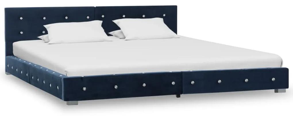 vidaXL Bed met traagschuim matras fluweel blauw 160x200 cm