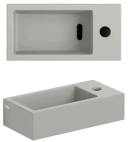 Clou Flush 3 fontein 36x18cm met kraangat rechts mat grijs keramiek CL/03.32030