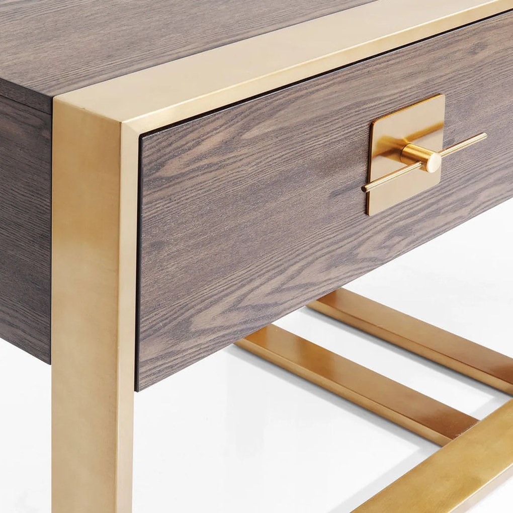 Houten Sidetable Met Messing - 148.6 X 45cm.