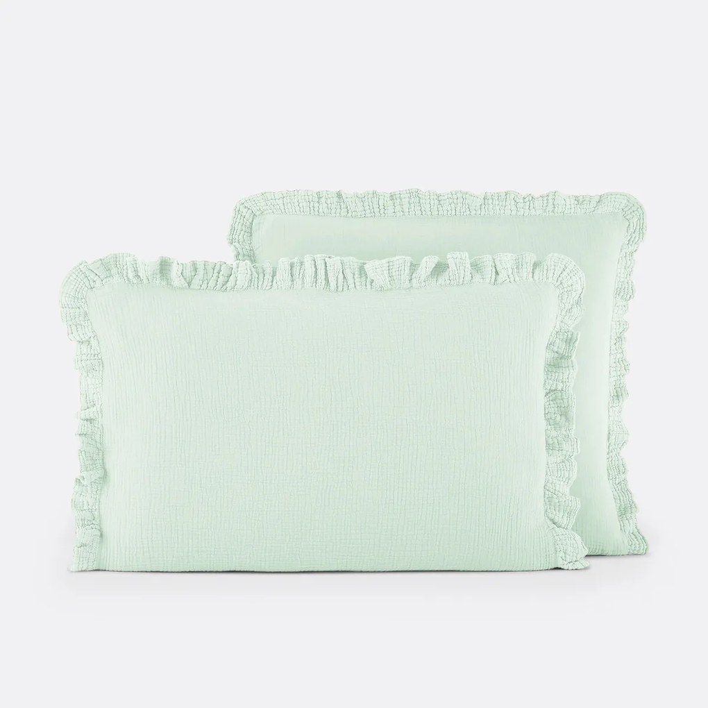 Effen kussensloop in tetra, met volant, Kumla