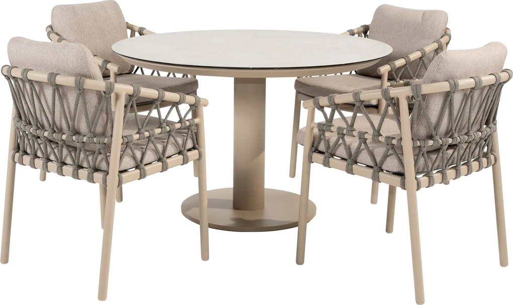 Sarah Piacenza dining tuinset 120xH75 cm 5 delig keramiek latte Taste 4SO