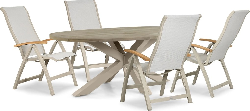 Tuinset 4 personen 200 cm Aluminium Taupe Presto Tarenta/Brookline