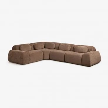 Modulaire Hoekbank Van 4 Delen In Vacuüm Verpakte Chenille Merida Chenille Karamelbruin - Sklum
