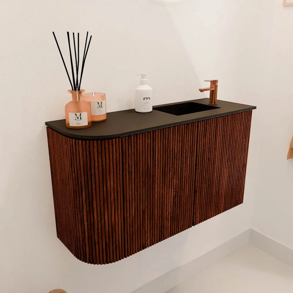 Mondiaz Joya 70cm toiletmeubel ronding links ruby met wastafel faye rechts 1 kraangat urban