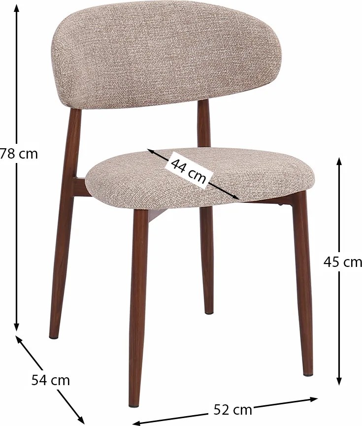 Eetkamerstoel Walnoot Met Beige Stof