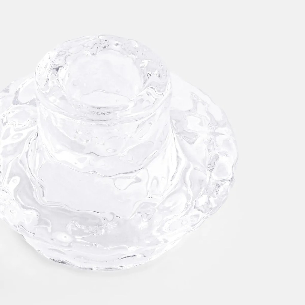 Set van 3 kandelaars van transparant glas met structuur, NEO