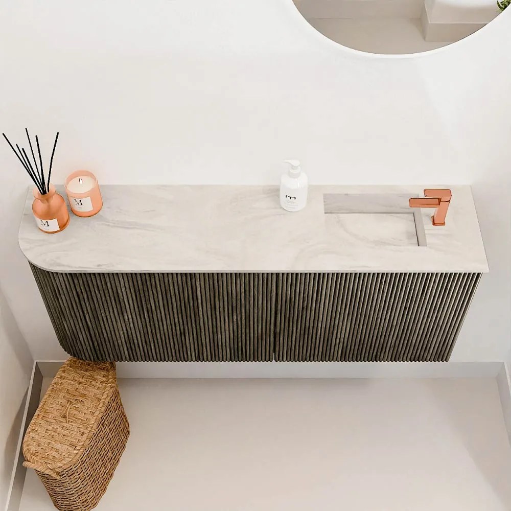 Mondiaz Joya DLux 100cm toiletmeubel ronding links shadow met wastafel faye rechts 1 kraangat ostra