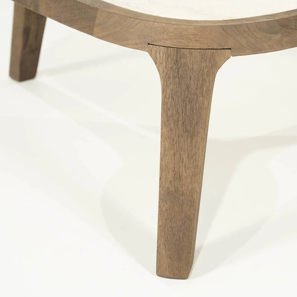 Eleonora Fred Salontafel Hout Met Marmer 75x64 Cm - 75 X 64cm.