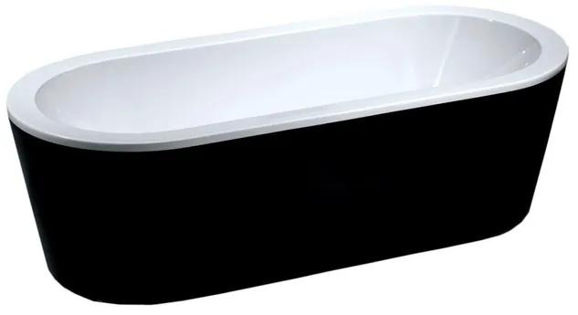 Xellanz Nero vrijstaand ligbad 178 x 80 cm acryl glans wit/zwart met waste glans wit 21.3681